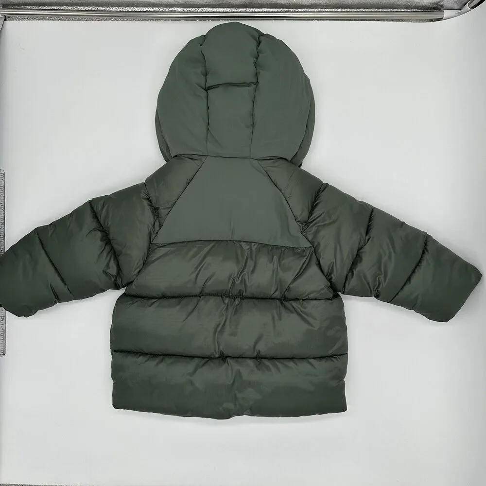 Zara Kids Toddler Green Puffer Coat Size 2 Years Hooded Winter Girls Zip Front